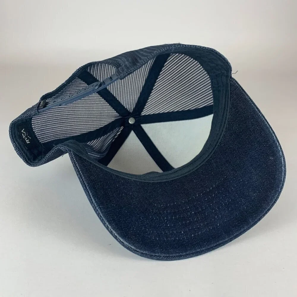 RVCA Navy Blue Denim Snapback Trucker Hat